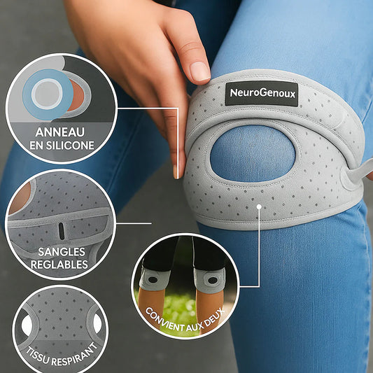 Tutore rotuleo NeuroGenoux per il ginocchio: riallinea l'articolazione del ginocchio durante il movimento