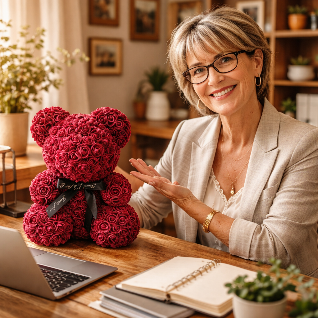 Ourson en fleur éternelle