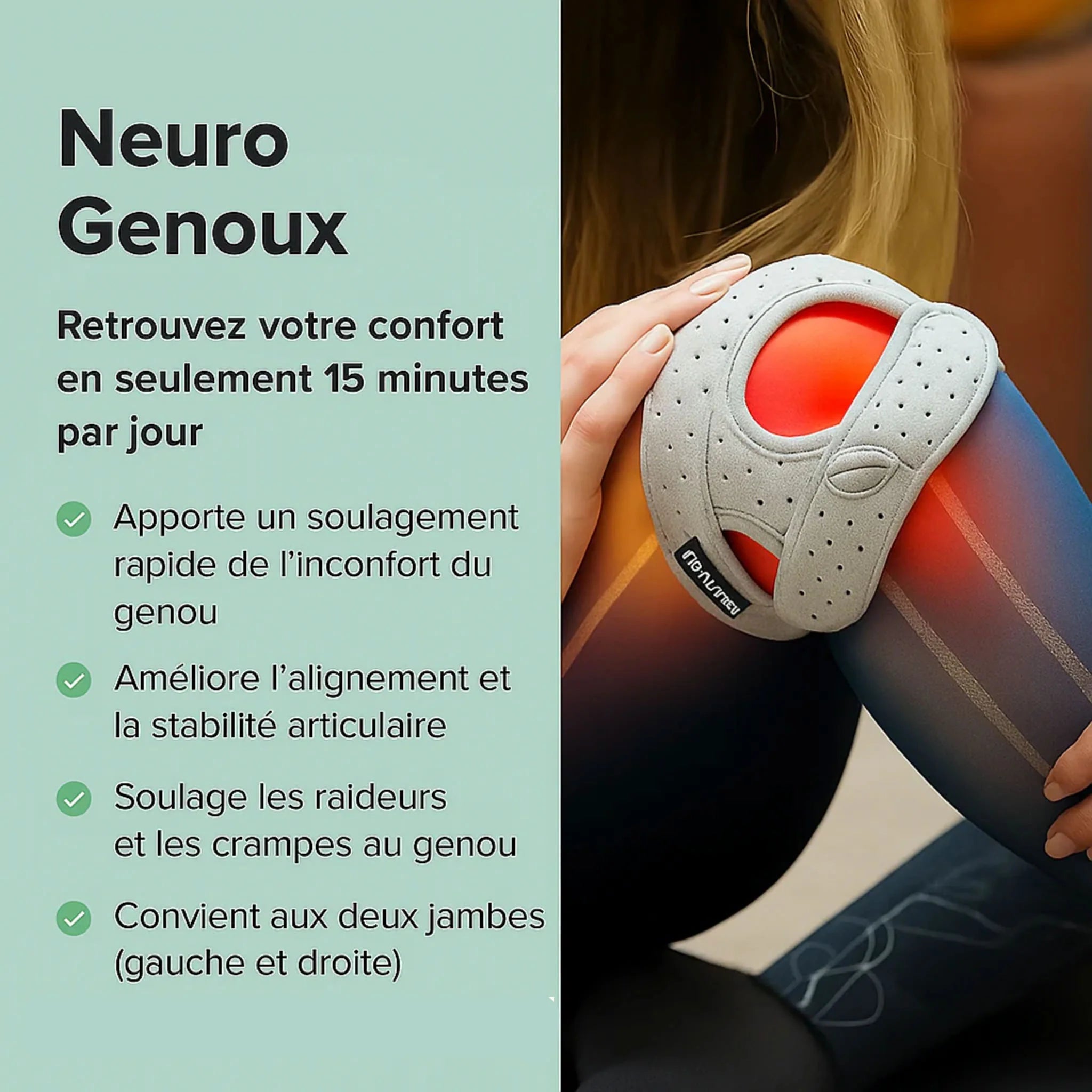 Tutore rotuleo NeuroGenoux per il ginocchio: riallinea l'articolazione del ginocchio durante il movimento